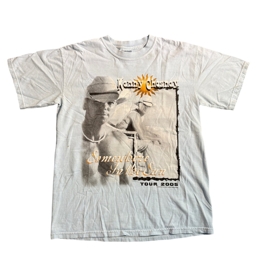 Vintage Kenny Chesney Somewhere In The Sun Tour 2005 T-Shirt Light Blue Mens M - Picture 1 of 7